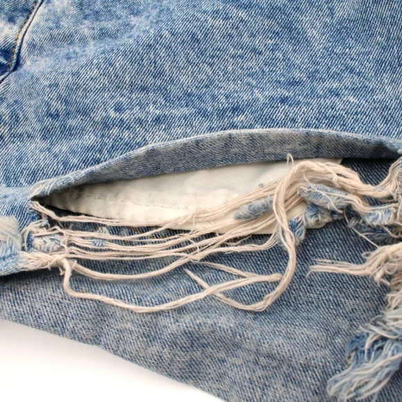 Shein Juniors Blue Stonewash Booty Shorts – XS | Drippy Smiley Face Graphic - Picture 3 of 5